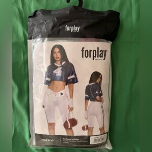 Forplay Navy & White Football-Inspired Crop Top and Biker Shorts Costume